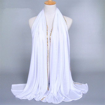 Modal Abaya Hijab Shimmer & Glitter Copper Sequins Arabic Bohemian Scarf Tassel Cap An Hijab (White) - Intl  