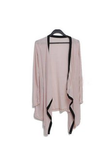 Moonar Irregular Thin Long Sleeve Turn-Down Collar Coat Pink  