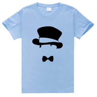 Mr.Hat Gentlemanly Cotton Soft Men Short Sleeve T-Shirt (Powder Blue)   