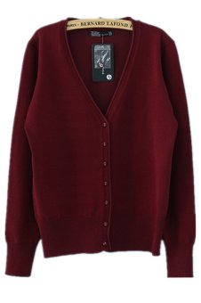 MSSHE Knit Sweater Coat 031411?Wine Red?  