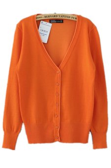 MSSHE Knitwear V Neck Coat 031412?Orange Red?  