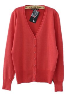 MSSHE Long Sleeve V Neck Coat 031408?Melon Red?  