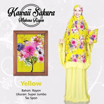 Mukena Bali Elegan Super Jumbo Kawaii Sakura Yellow  
