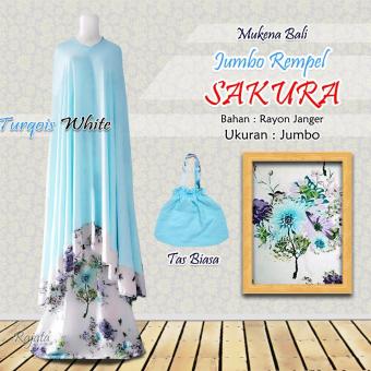 Mukena Bali Indah Jumbo Rempel Sakura Turqoise White  