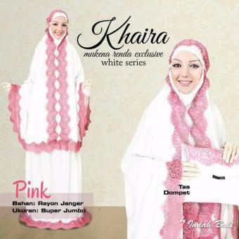 Mukena Renda Khaira Off White - Pink + Bonus Tas Busa Cantik  
