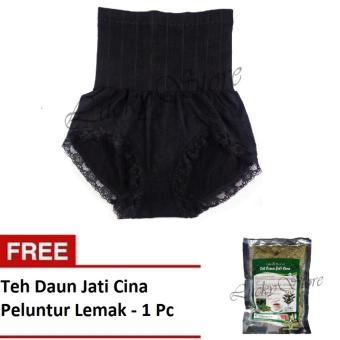 Munafie Slim Pant Celana Korset - Celana Pelangsing Tubuh - Black - Free Teh Daun Jati Cina Peluntur Lemak  