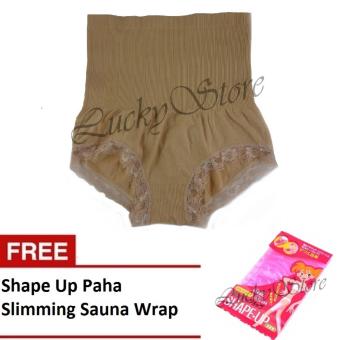 Munafie Slim Pant Celana Korset - Celana Pelangsing Tubuh - Coklat - Free Shape Up Paha  