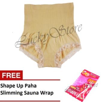 Munafie Slim Pant Celana Korset - Celana Pelangsing Tubuh - Cream - Free Shape Up Paha  