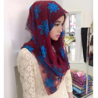 Muse Snapback Women's Chiffon Silk Floral Sun Flowers Noble Muslim Wear Hijabs(Red) - intl  