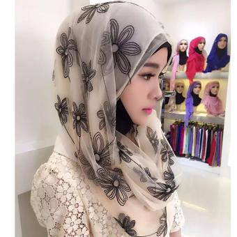 Muse Snapback Women's Chiffon Silk Floral Sun Flowers Noble Muslim Wear Hijabs(White) - intl  