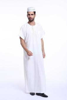 Muslim Arab Middle East man's robes Jubahs short sleeve men's New style islamic clothing - white - intl  