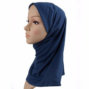 Muslim headscarf LIDS render cross cylinder cap cap pure color dark blue - intl  
