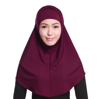 Muslim Hijab Crystal Hemp Scarf Cranium LIDS Hat Suit - Crystal hemp Cranium LIDS Hat Suit Tudung - Wine Red - intl  