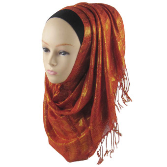 Muslim Islamic Gold Thread Hijab For Women MSL014-10# (Intl)  