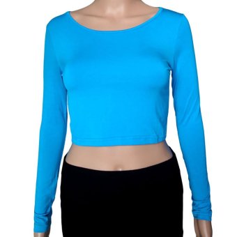 Muslim Long Sleeve Half-length T shirt for Women (Lake Blue) (Intl)  