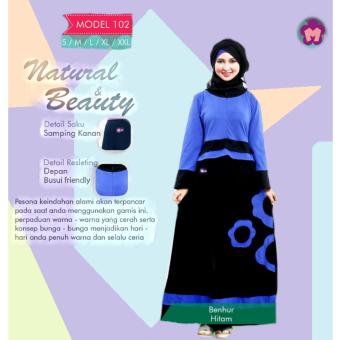 Mutif M-102 Dress Wanita Baju Muslim Modern Gamis Katun Combed Kaos Benhur  