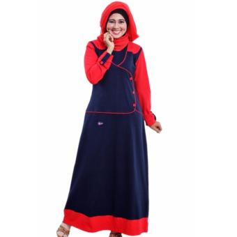 Mutif M-103 Dress Wanita Baju Muslim Modern Gamis Katun Combed Kaos Biru Navy  