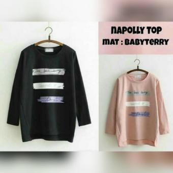 Napolly Top Babyterry Halus Jaket Parka Ziper Hoodie Casual Atasan  