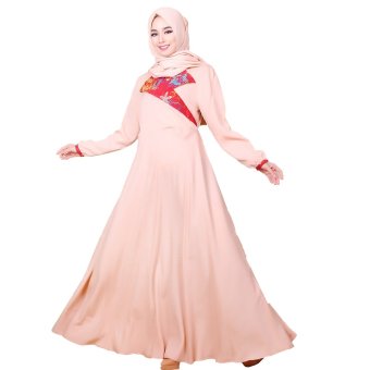 Nasywanisa Baju Muslim Gamis NN127 Dress Panjang Batik Busui ( Peach )  