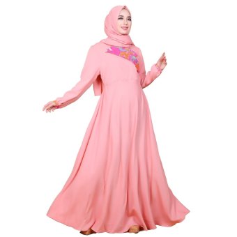 Nasywanisa Baju Muslim Gamis NN127 Dress Panjang Batik Busui ( Pink )  