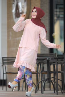Nasywanisa Baju Muslim Mezzura Setelan Blus-Celana (Pink )  