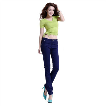 Navy blue 2016 New Arrived Womens Jeggings Size 26-31 Ladies Fit Skinny Coloured Stretchy Trousers Jeans Casual Summer Autumn Pants Colours - Intl  