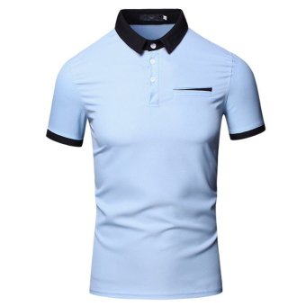New 2016 Men's Polo Shirt Men Short Sleeve shirt Lakeblue  