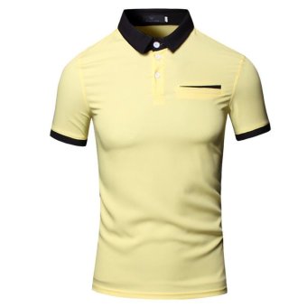 New 2016 Men's Polo Shirt Men Short Sleeve shirt Yellow  
