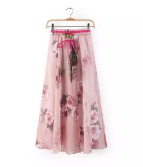 New Arrival Women Long Skirts 2015 Big Hem Skirts Elegant Ethnic Style Skirts Floral Printed Sweet Girl Skirts M/L Style 3  