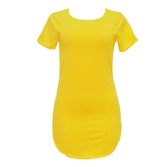 New Fashion Women Long Tops Short Sleeve Side Slit Casual T-shirt Dress - intl  