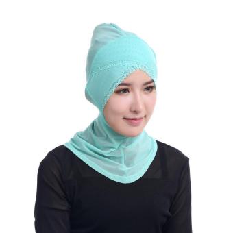New Fashion Women Muslim Lace Flower Inner Hijab - Navy Blue - intl  