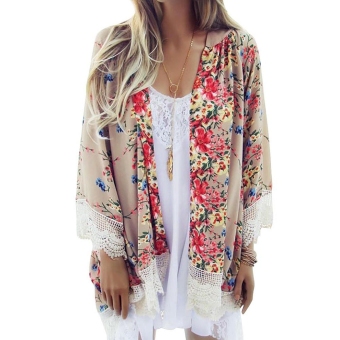 New Lady Women's Floral Print Loose Long Chiffon Cardigan Top Blouse - Intl  