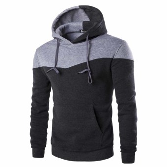 New Mens Casual Sports Hoodie Autumn Wear Long Sleeve O-neck Sweatshirts(Dark Grey) - intl  