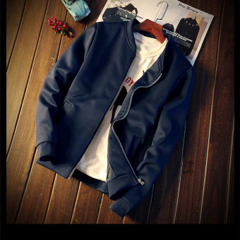 New Men's Fashion Slim Casual Bomber Jacket(Navy Blue) - intl  