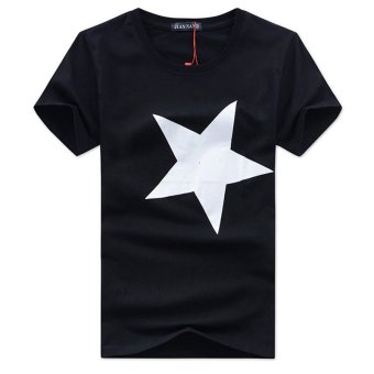 New Men's Fashion Solid Color Short Sleeve Round Tops Casual T-Shirts Sexy Slim Fit Cotton Black  