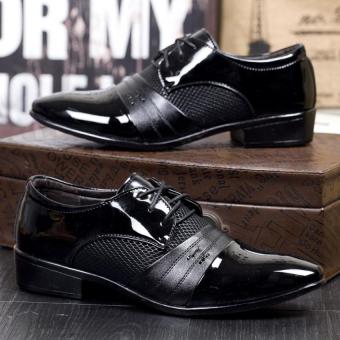 New Mens Oxford Shoes Fashion Dress Leather Shoes Casual Business Shoes Breathable Leather Shoes Black  