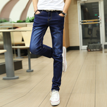 New Mens Slim Fit Straight Denim Jeans Trousers Blue (Intl)  