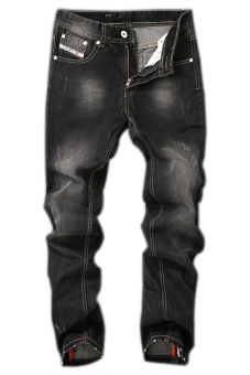 New Retro Frayed Hole Printing Men's Jeans(Black).  