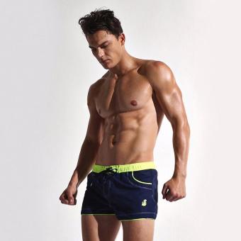 New Shorts Of Men's Quick-Drying Men's Swimwear Beach Shape Men Board Shorts Bermuda Fashion Lining Lining Shorts L(Navy Blue) - intl  