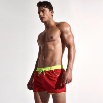 New Shorts Of Men's Quick-Drying Men's Swimwear Beach Shape Men Board Shorts Bermuda Fashion Lining Lining Shorts XXL(Red) - intl  