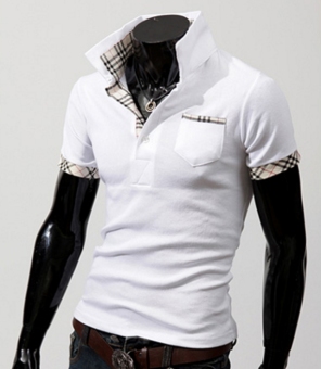 New Summer Men's Color Lattice POLO Shirt Short Sleeved Lapel Collar Male POLO T-shirts  