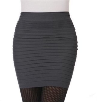 New Summer Women Silm Mini Skirts Candy Color Large Size Package Hip Skirt (Grey) - intl  