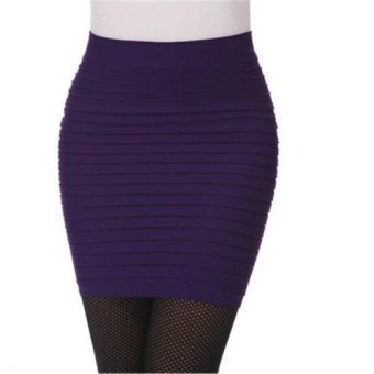 New Summer Women Silm Mini Skirts Candy Color Large Size Package Hip Skirt (Purple) - intl  