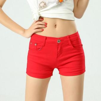 Nianhua The new candy denim color shorts Red - intl  