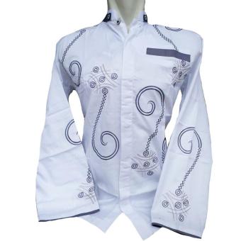 Nuranitex Baju Koko Bordir Elegan Tangan Panjang 002 - Putih  