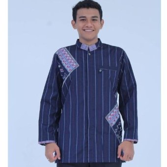 Nuranitex Busana Muslim Baju Koko Modern 2017 Tangan Panjang SS012BD - Biru  