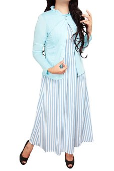 Ofashion Gamis Monata Cardi Dress Gaun Muslim Pakaian Muslimah - OF-AX-5007G - Biru Muda  
