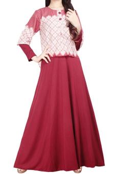 Ofashion Gamis Mora AX-5044 Pakaian Gaun Muslim Jersey Mix Katun - Merah  