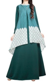 Ofashion Gamis Zahara AX-5045 Pakaian Gaun Muslim Jersey Mix Katun - Hijau  