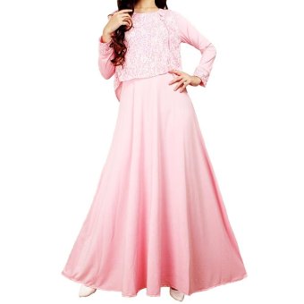 Ofashion Pakaian Muslim AX-5056 Gamis Soft Brokat Alesia All Size Fit To L - Pink  